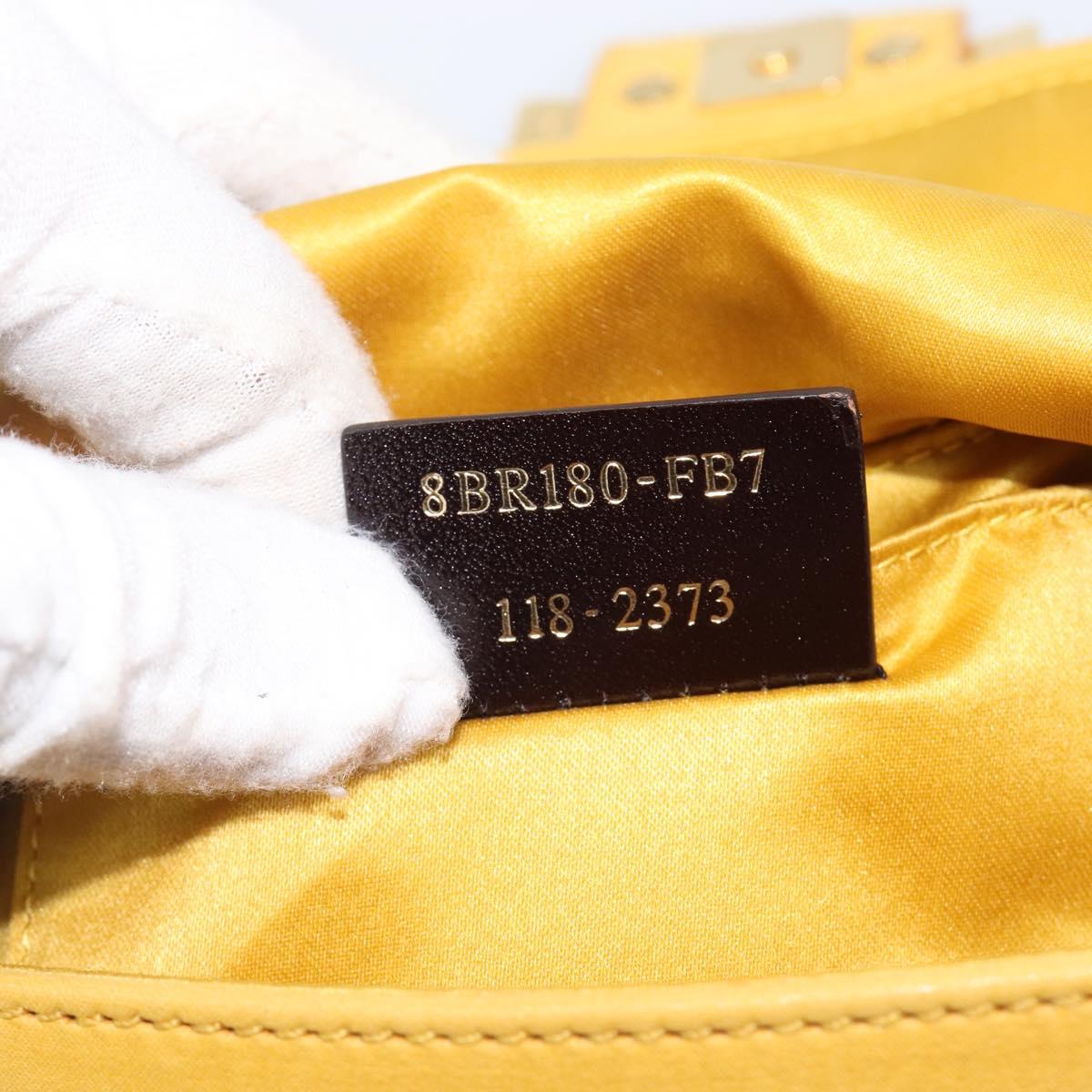 FENDI Mamma Baguette Shoulder Bag Leather Yellow Gold Auth BA15948V