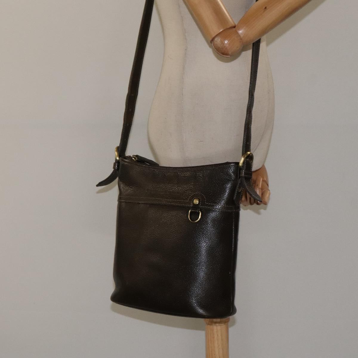 BURBERRY Shoulder Bag Leather Brown Gold Auth BA1595