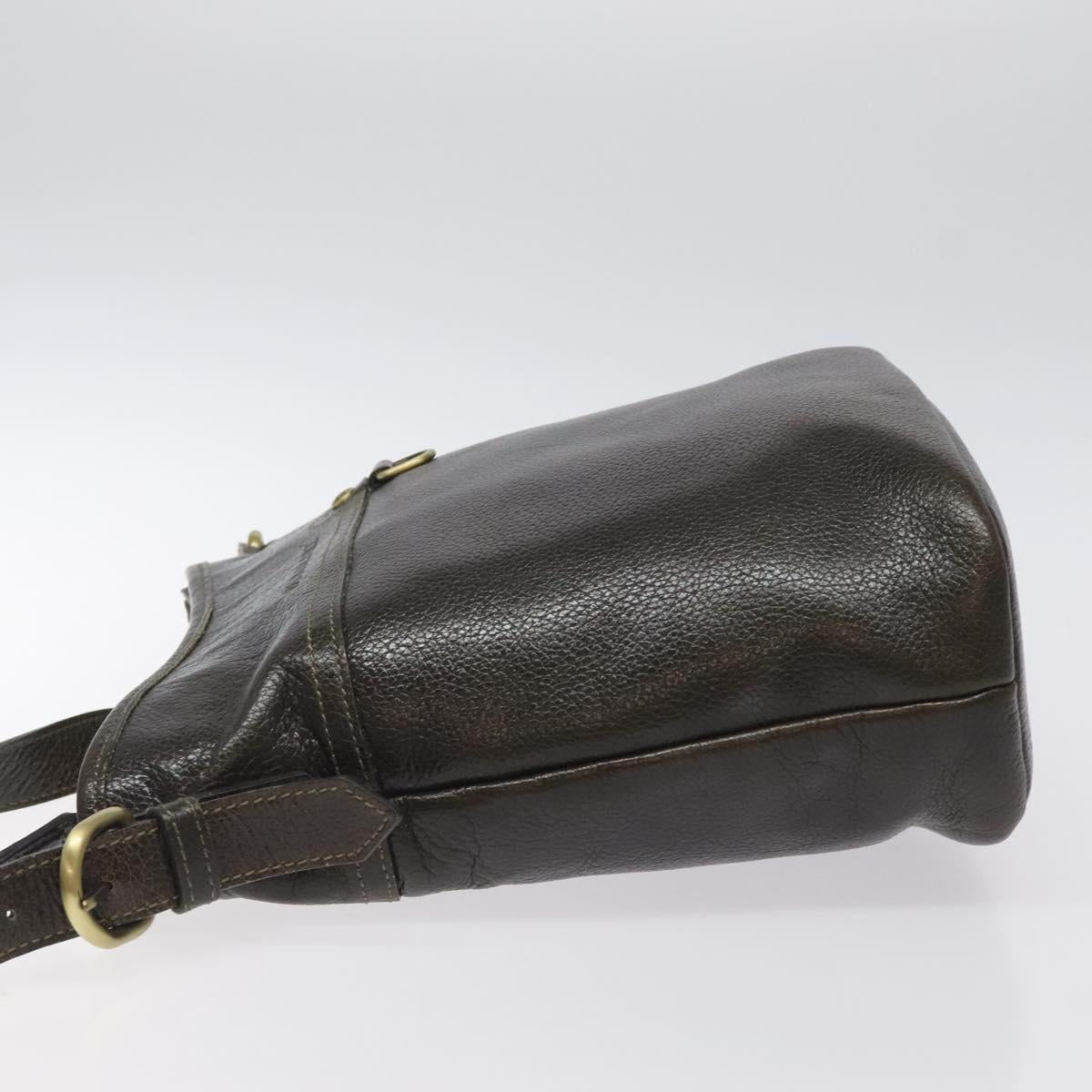 BURBERRY Shoulder Bag Leather Brown Gold Auth BA1595