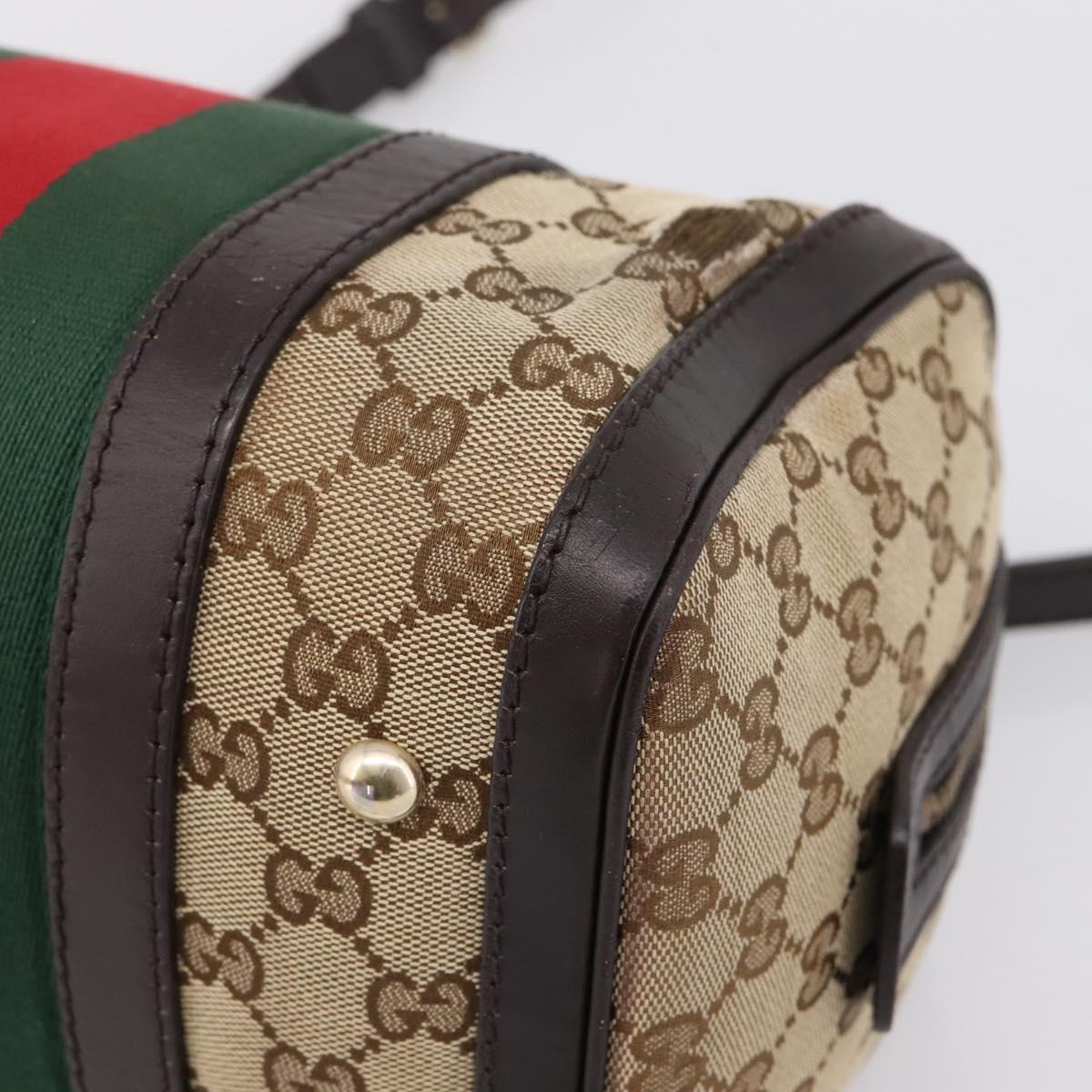 GUCCI GG Canvas Web Sherry Line Boston Bag 2way Beige Gold 269876 Auth BA15956A