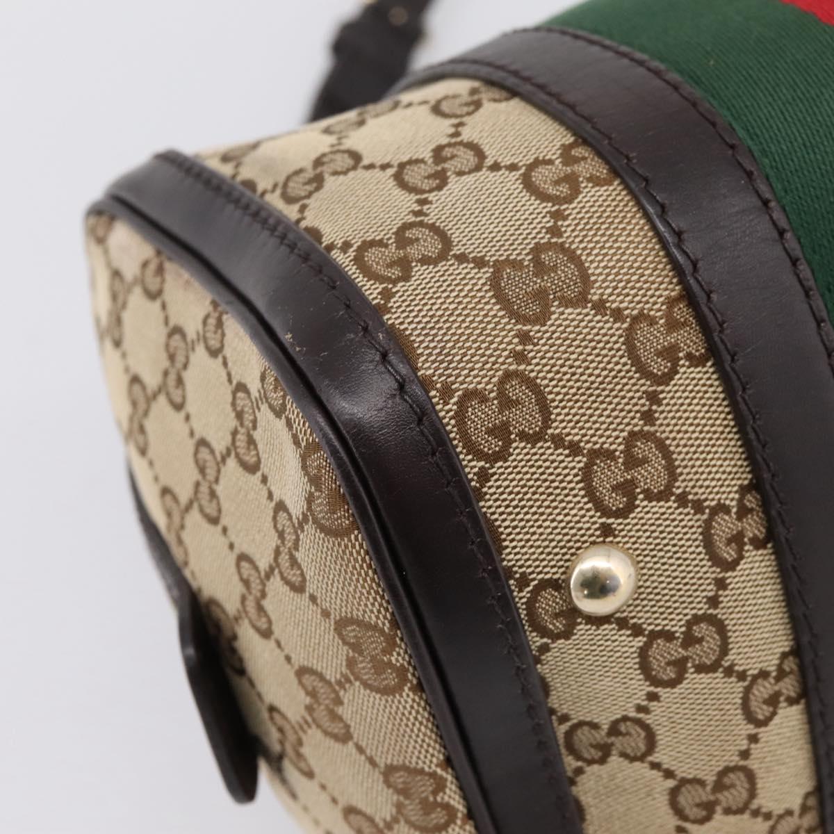 GUCCI GG Canvas Web Sherry Line Boston Bag 2way Beige Gold 269876 Auth BA15956A
