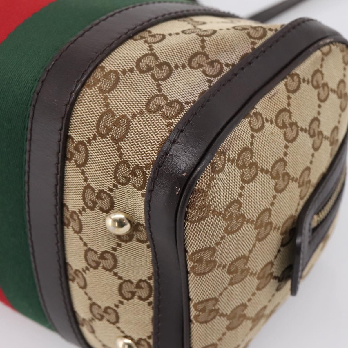 GUCCI GG Canvas Web Sherry Line Boston Bag 2way Beige Gold 269876 Auth BA15956A