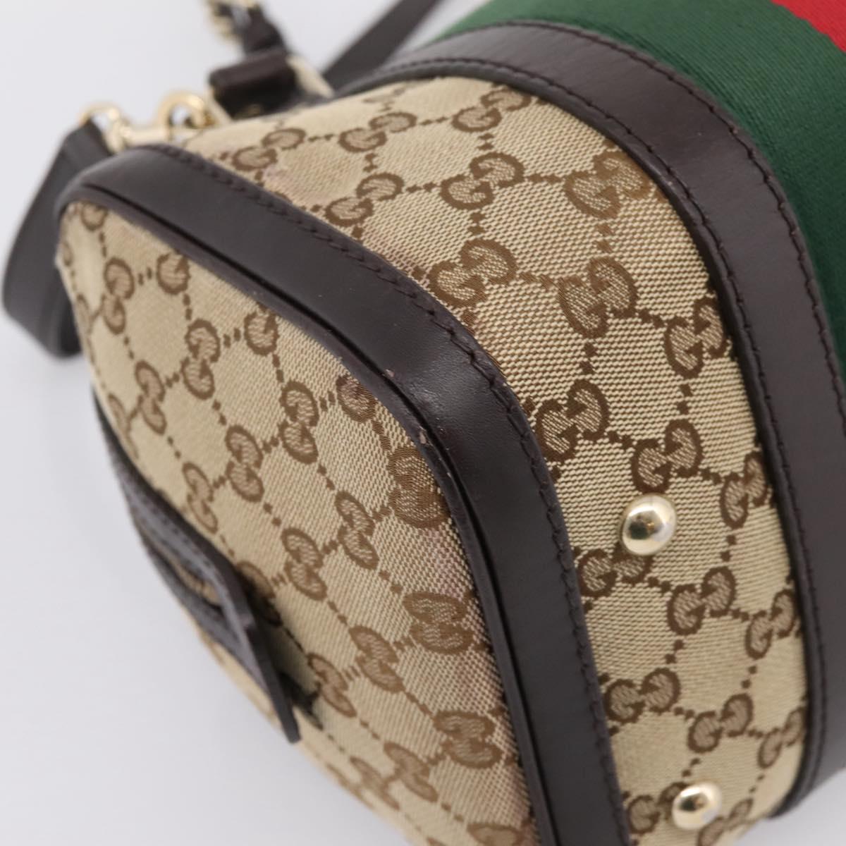 GUCCI GG Canvas Web Sherry Line Boston Bag 2way Beige Gold 269876 Auth BA15956A