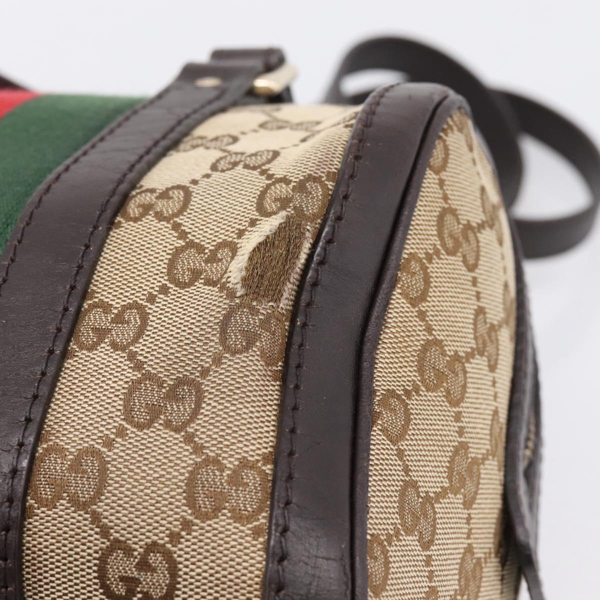 GUCCI GG Canvas Web Sherry Line Boston Bag 2way Beige Gold 269876 Auth BA15956A