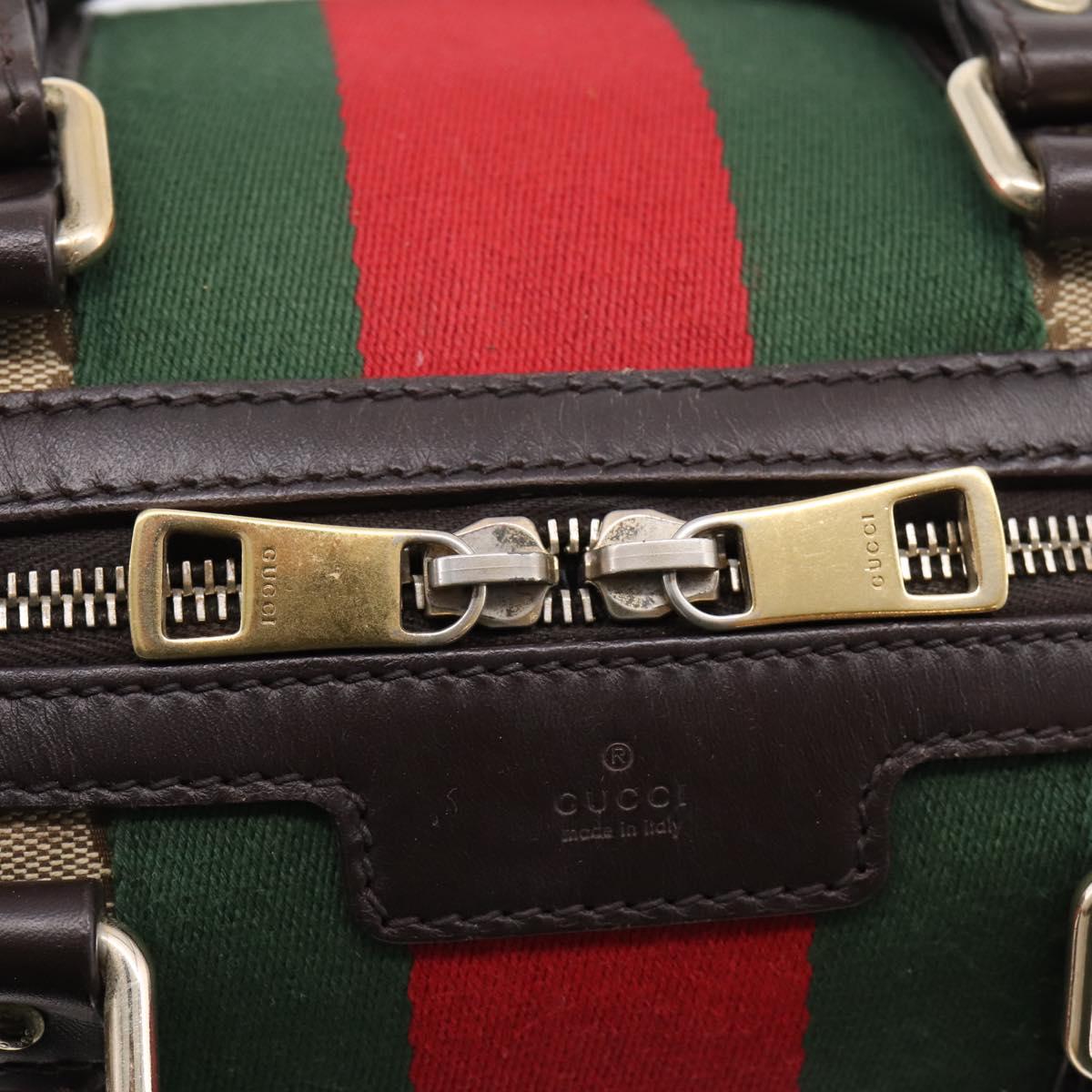 GUCCI GG Canvas Web Sherry Line Boston Bag 2way Beige Gold 269876 Auth BA15956A