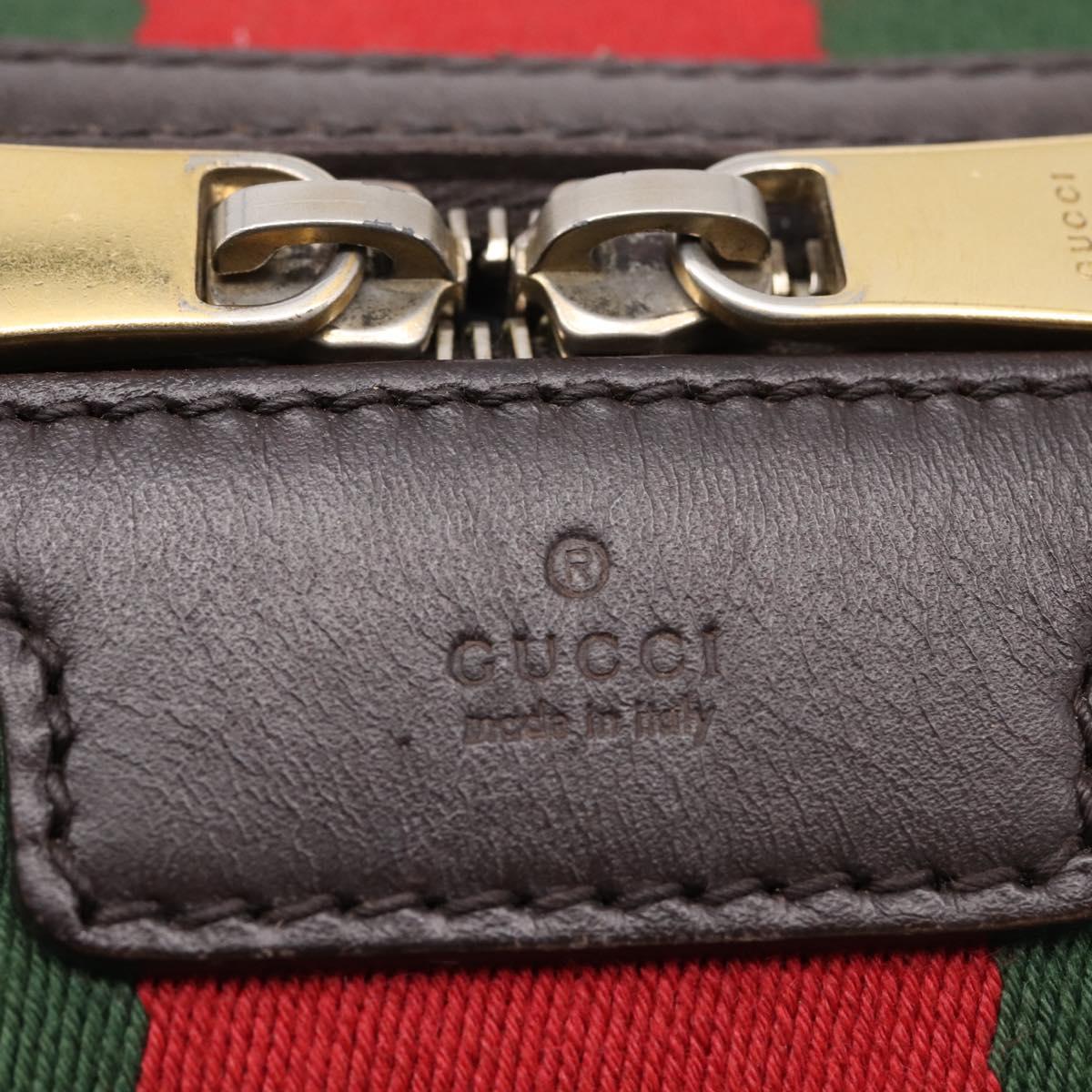 GUCCI GG Canvas Web Sherry Line Boston Bag 2way Beige Gold 269876 Auth BA15956A