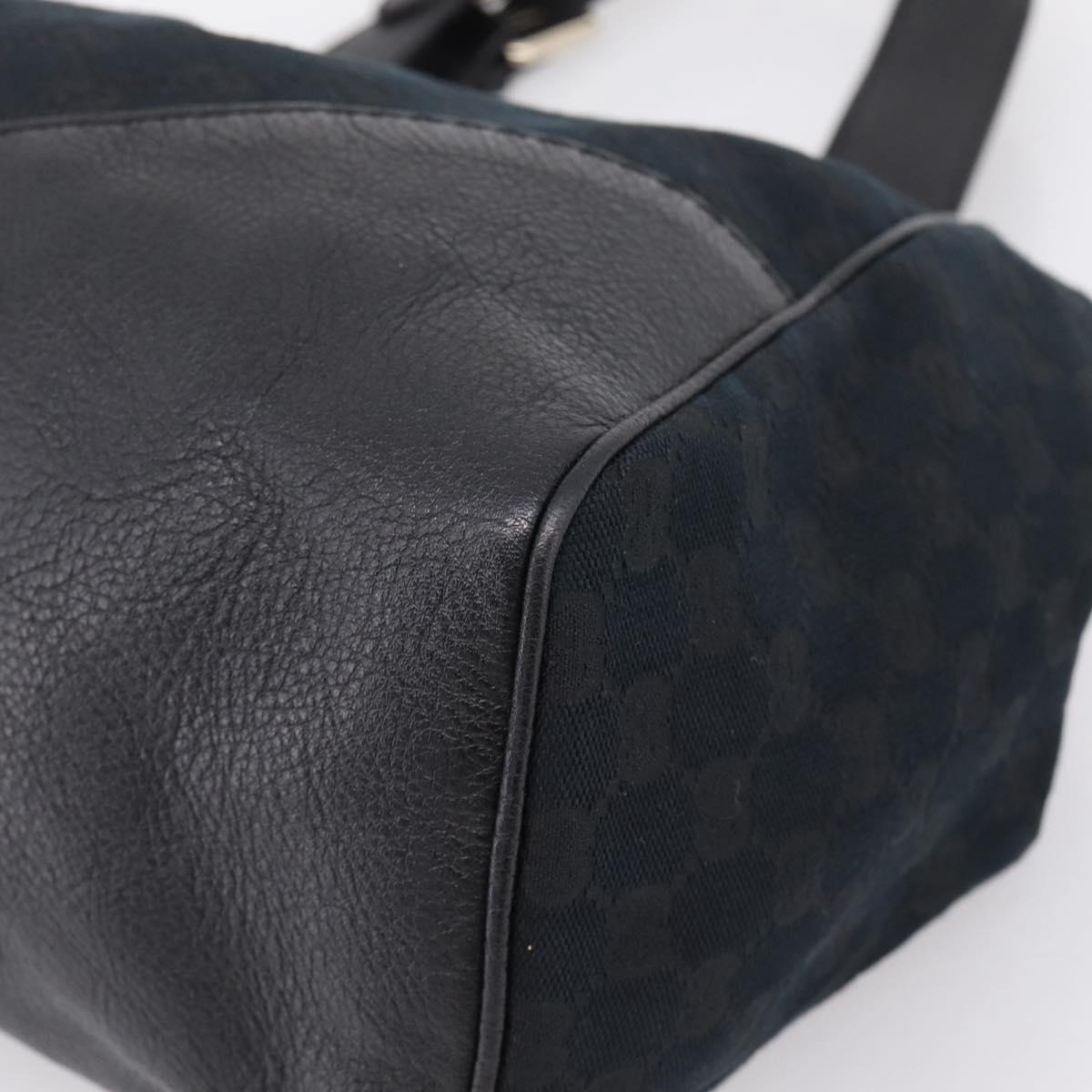 GUCCI GG Canvas Tote Bag Black Gold 223972 Auth BA15960V