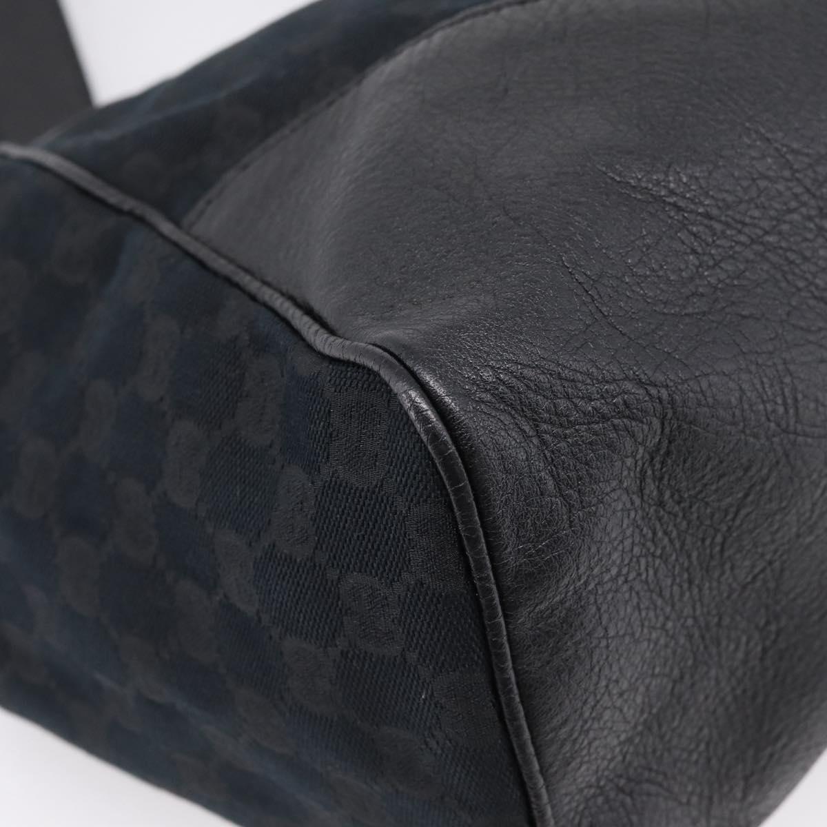 GUCCI GG Canvas Tote Bag Black Gold 223972 Auth BA15960V