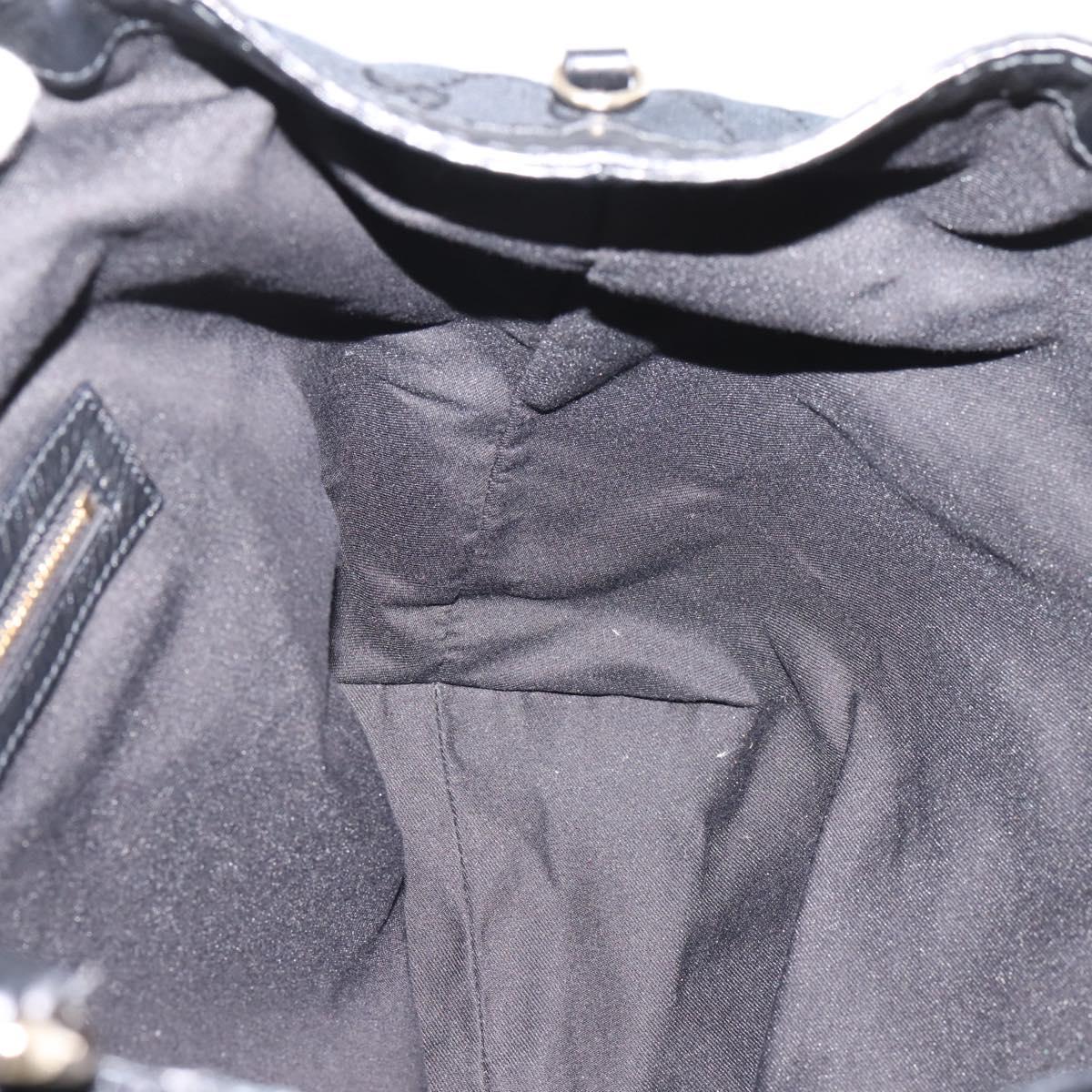 GUCCI GG Canvas Tote Bag Black Gold 223972 Auth BA15960V