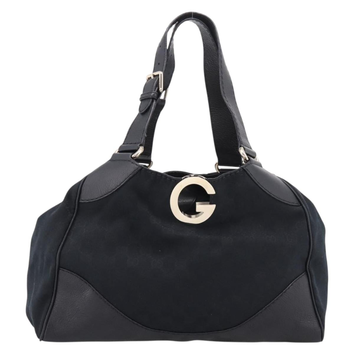GUCCI GG Canvas Tote Bag Black Gold 223972 Auth BA15960V