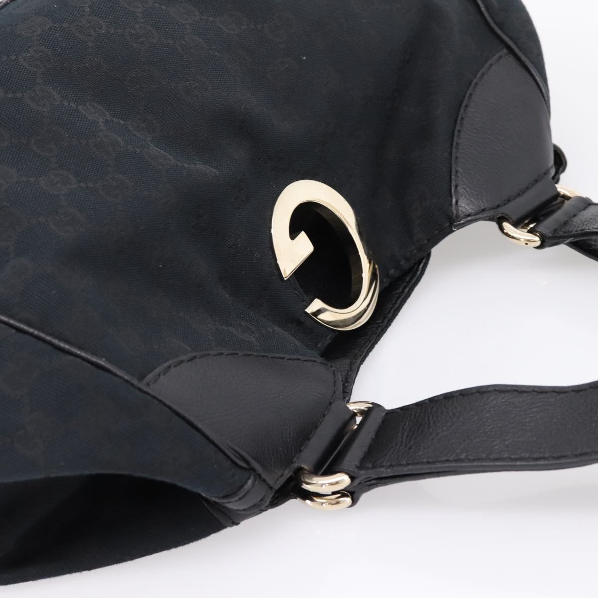 GUCCI GG Canvas Tote Bag Black Gold 223972 Auth BA15960V