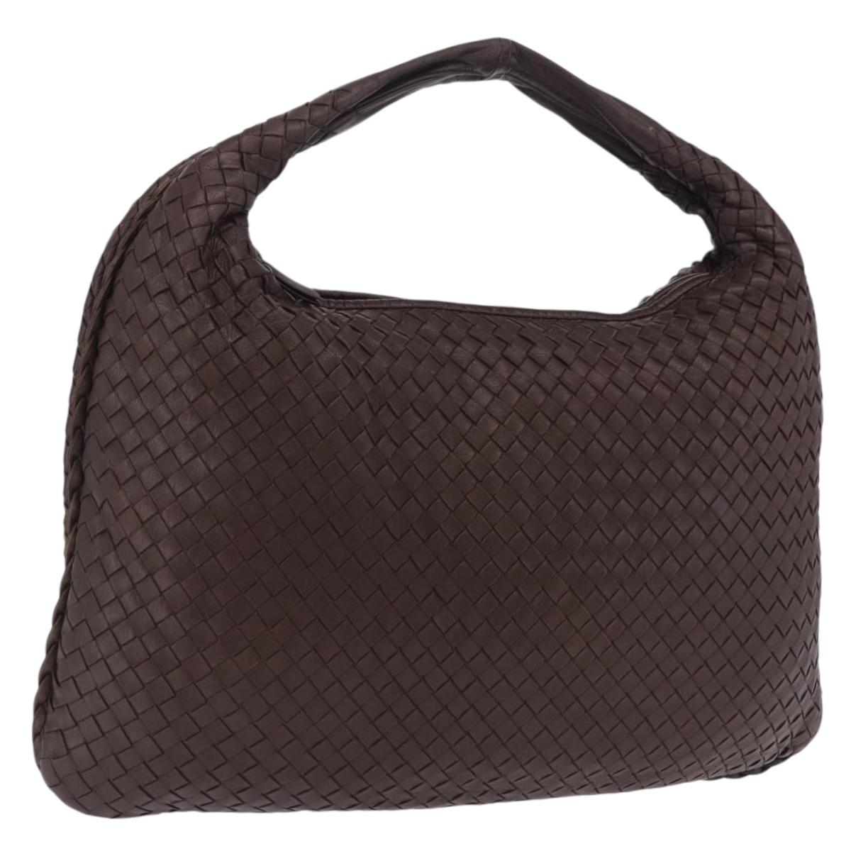 Bottega Veneta INTRECCIATO Hobo Bag Leather Brown Gold 115654 Auth BA15963V