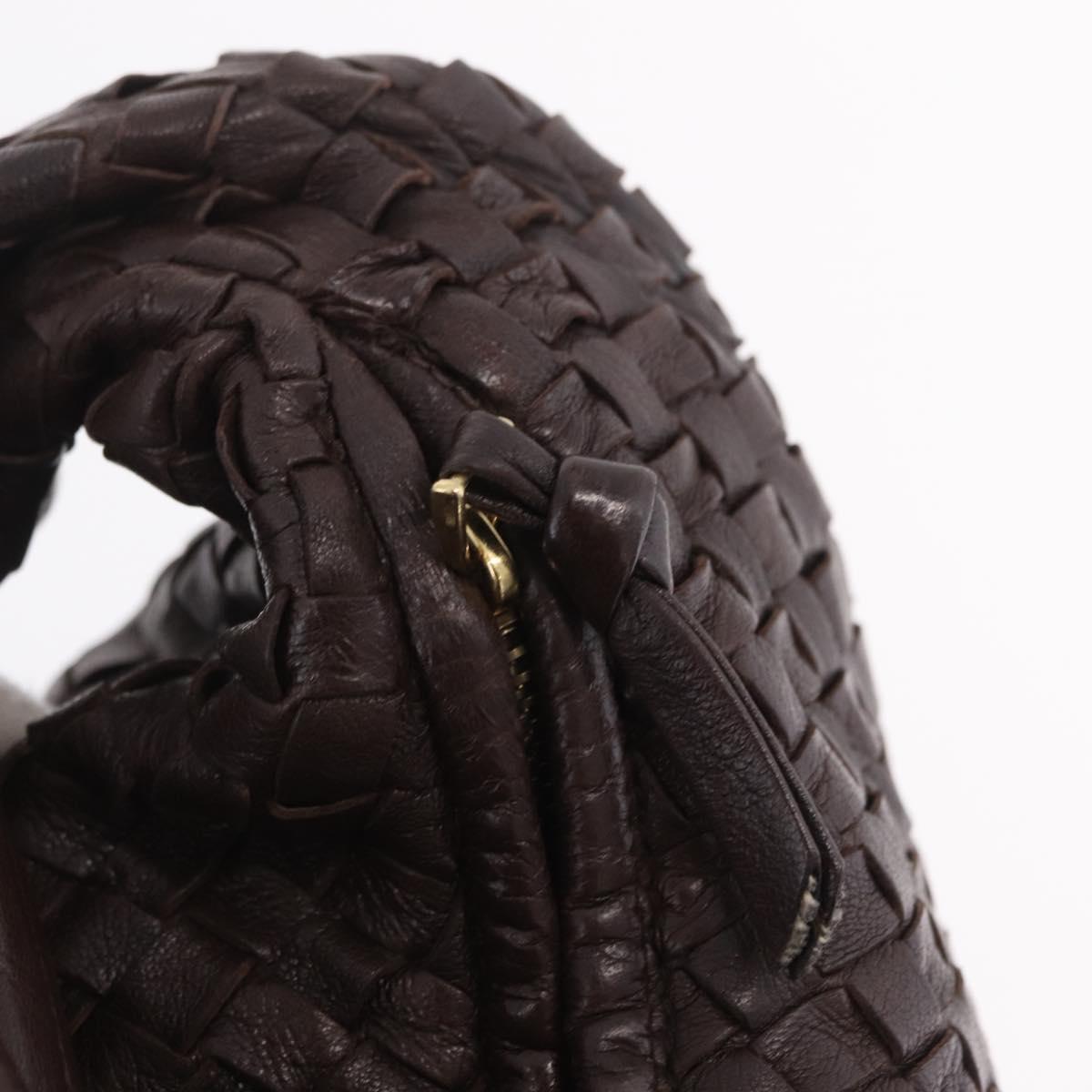Bottega Veneta INTRECCIATO Hobo Bag Leather Brown Gold 115654 Auth BA15963V