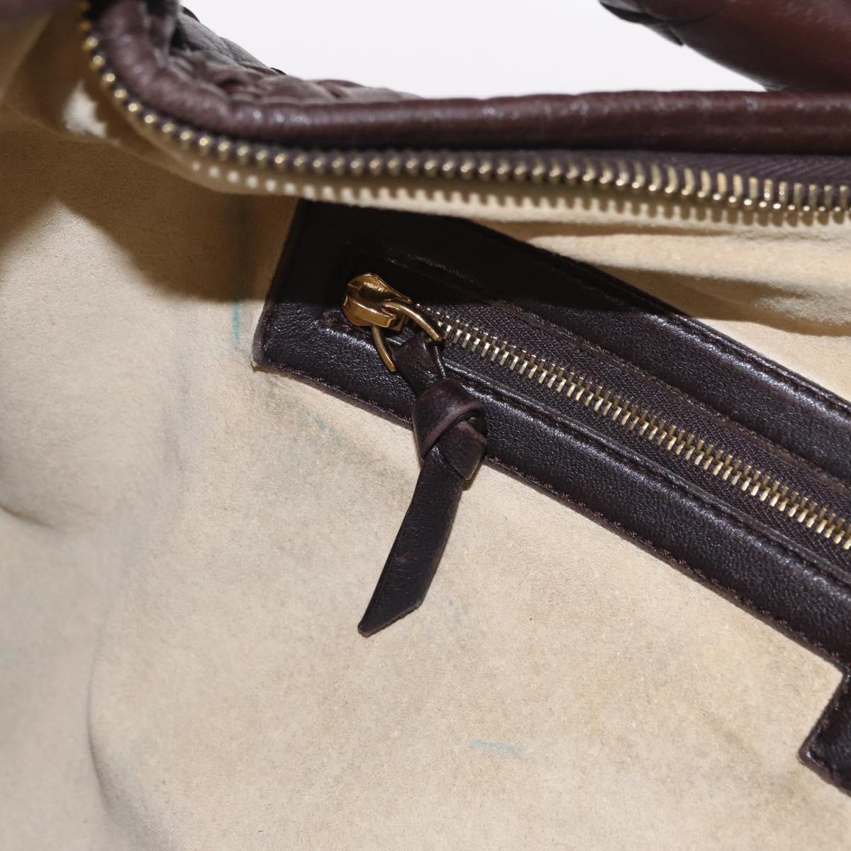 Bottega Veneta INTRECCIATO Hobo Bag Leather Brown Gold 115654 Auth BA15963V
