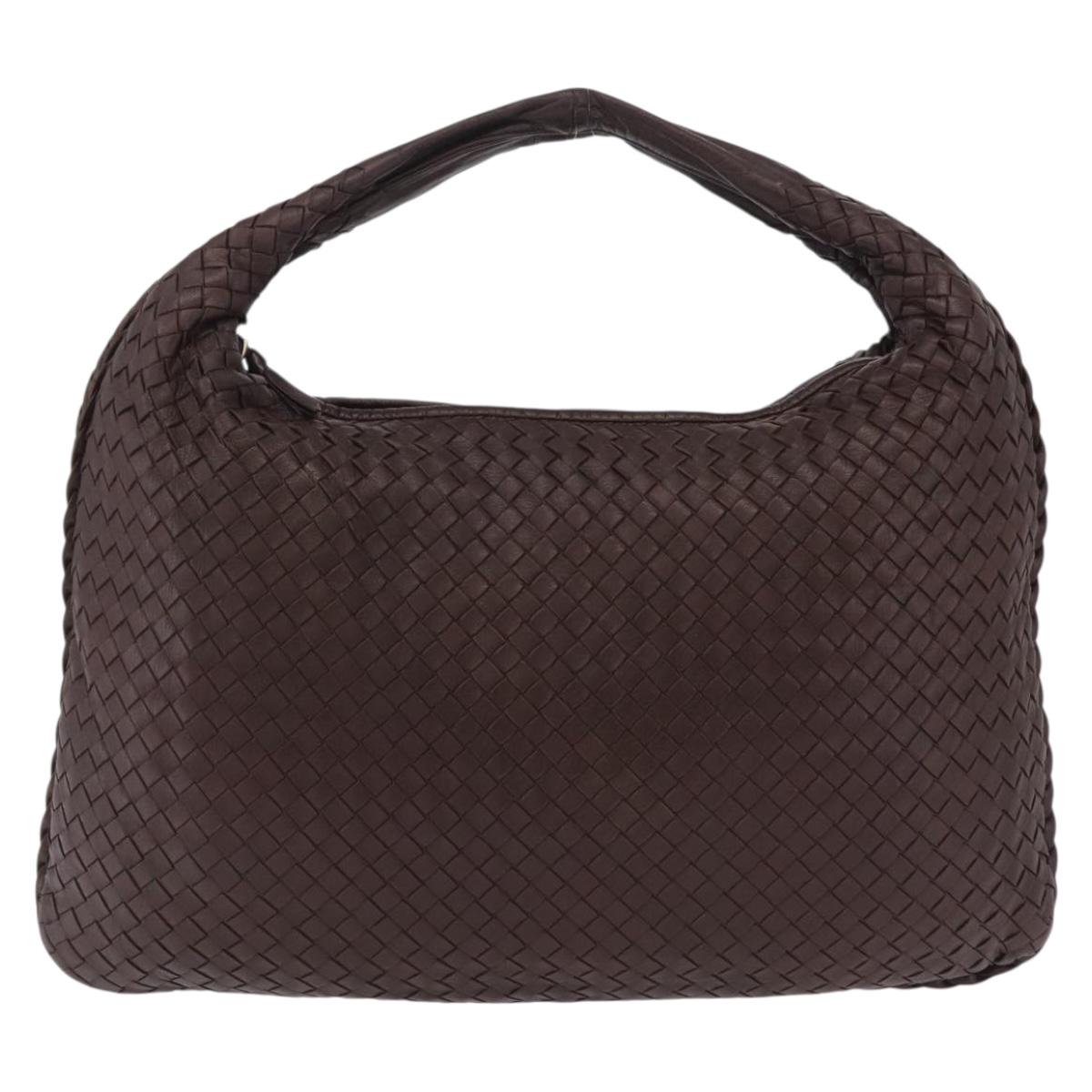 Bottega Veneta INTRECCIATO Hobo Bag Leather Brown Gold 115654 Auth BA15963V