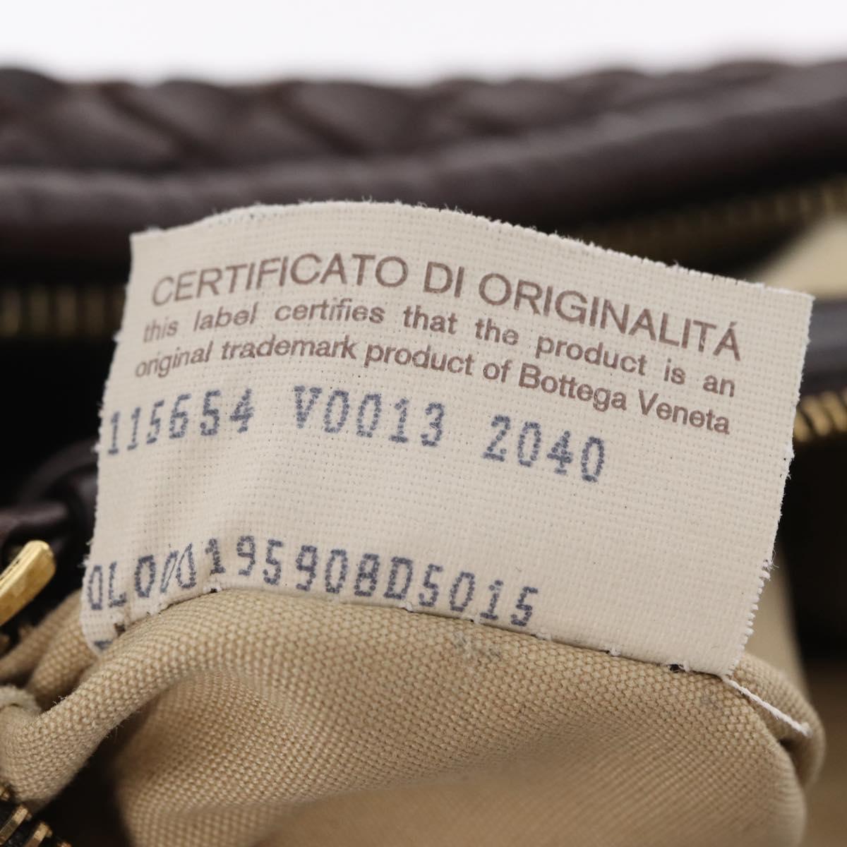 Bottega Veneta INTRECCIATO Hobo Bag Leather Brown Gold 115654 Auth BA15963V