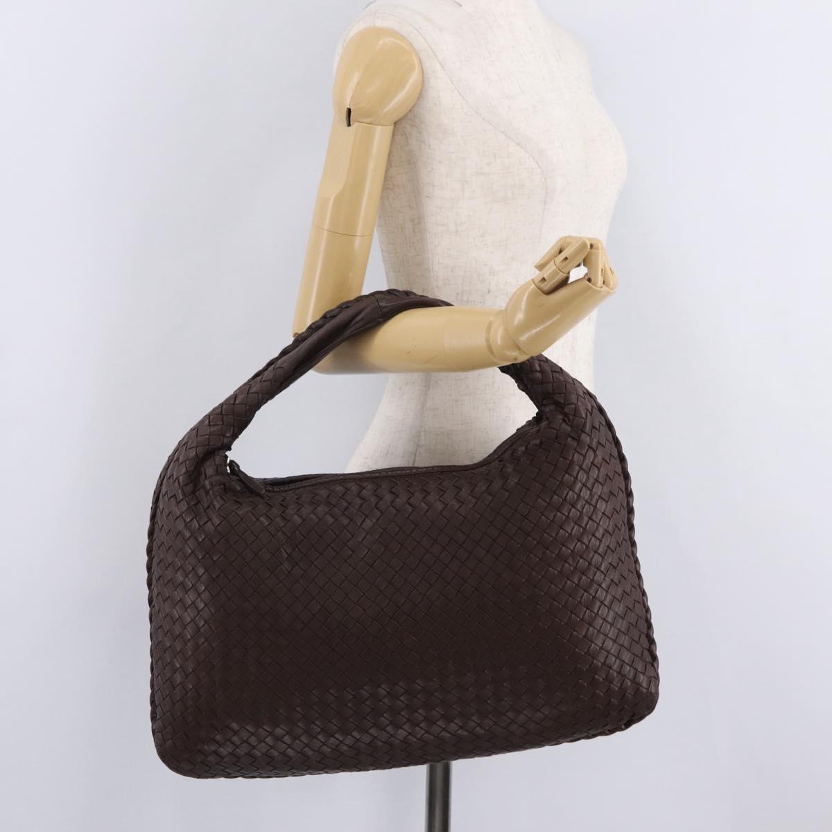 Bottega Veneta INTRECCIATO Hobo Bag Leather Brown Gold 115654 Auth BA15963V