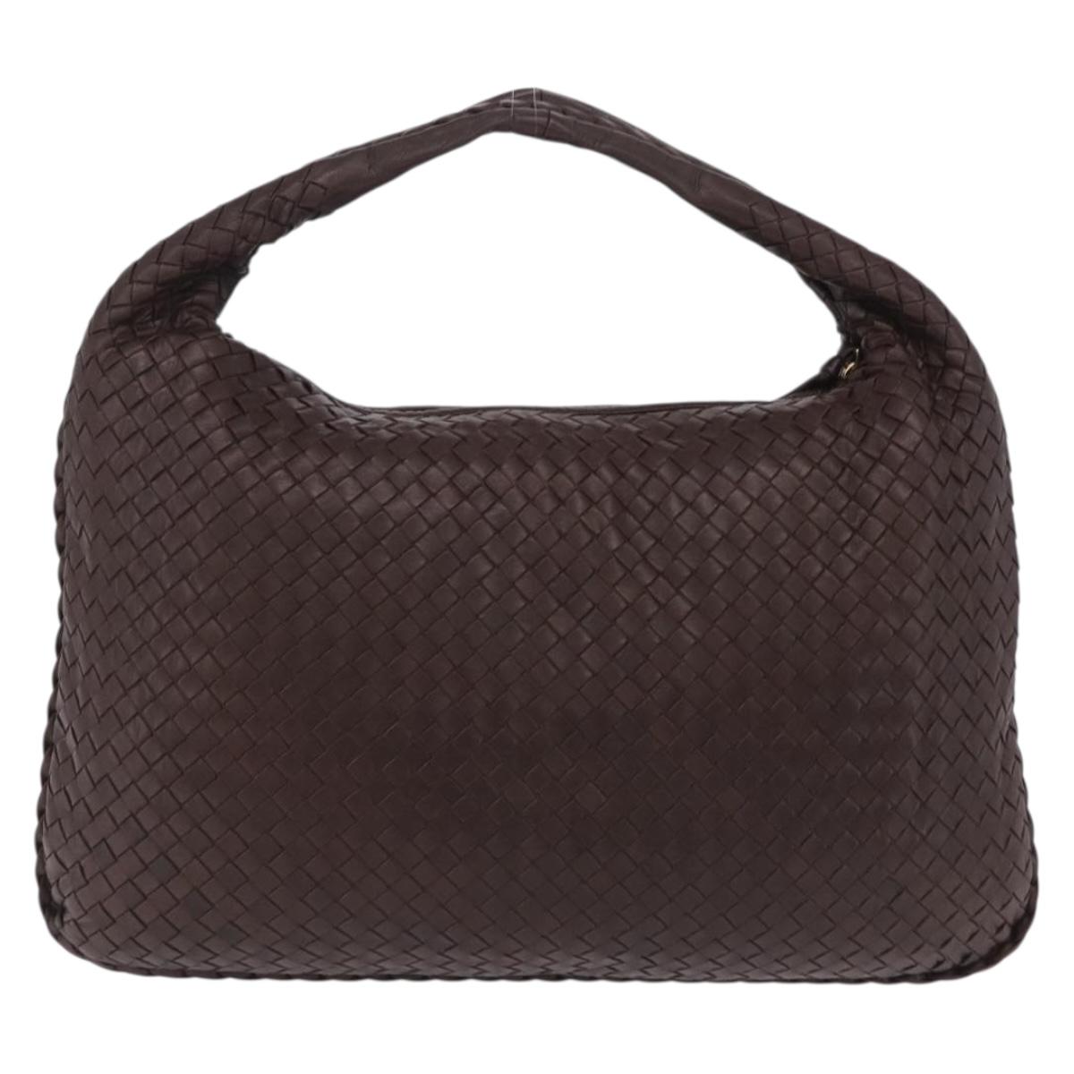 Bottega Veneta INTRECCIATO Hobo Bag Leather Brown Gold 115654 Auth BA15963V