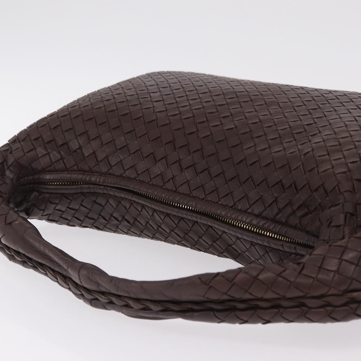 Bottega Veneta INTRECCIATO Hobo Bag Leather Brown Gold 115654 Auth BA15963V