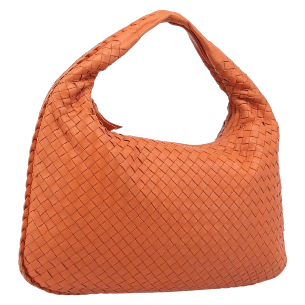 Bottega Veneta INTRECCIATO Hobo Bag Leather Orange Gold 115653 Auth BA15964V