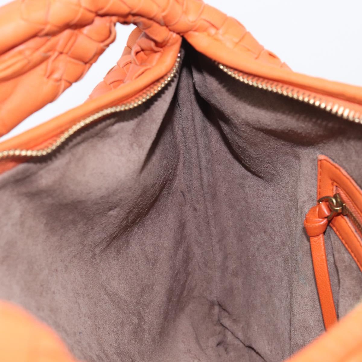 Bottega Veneta INTRECCIATO Hobo Bag Leather Orange Gold 115653 Auth BA15964V