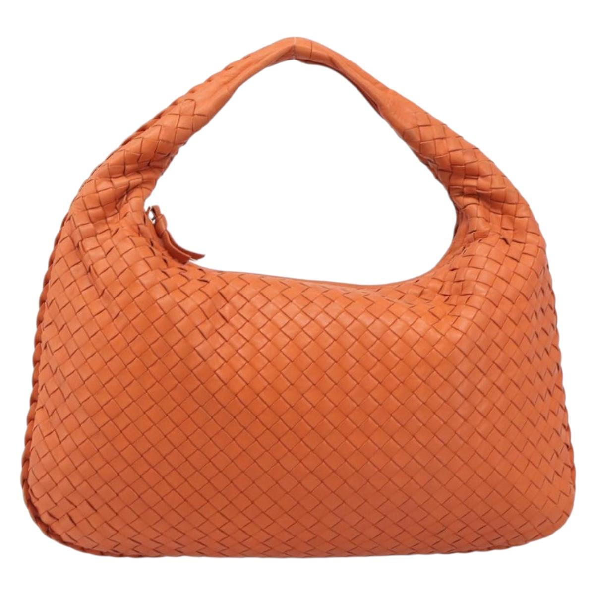 Bottega Veneta INTRECCIATO Hobo Bag Leather Orange Gold 115653 Auth BA15964V