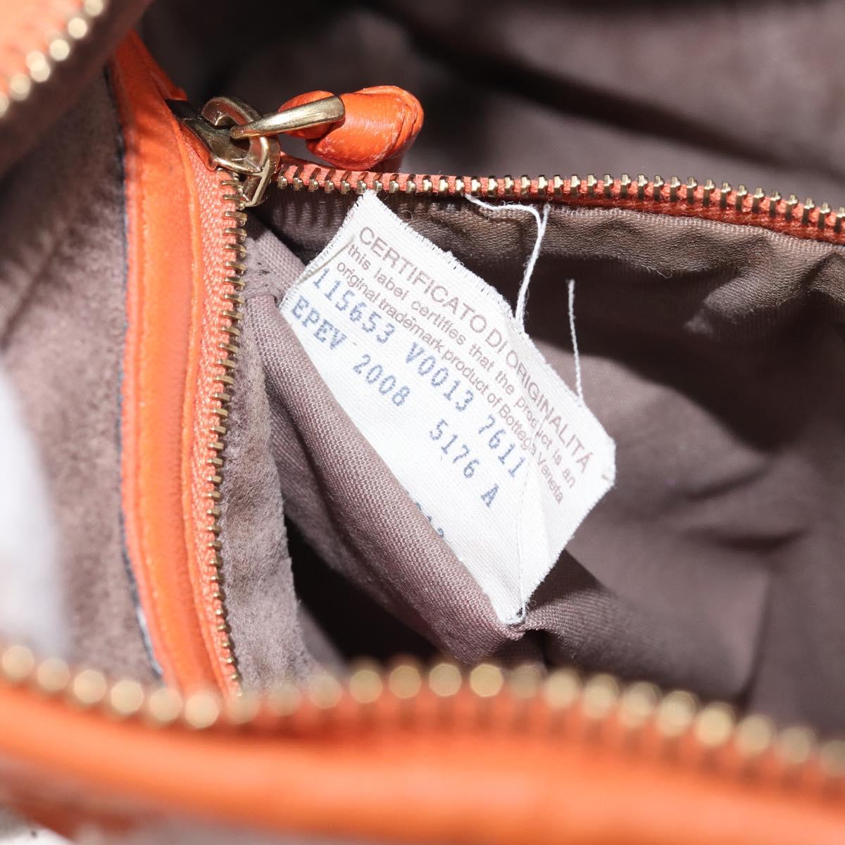 Bottega Veneta INTRECCIATO Hobo Bag Leather Orange Gold 115653 Auth BA15964V