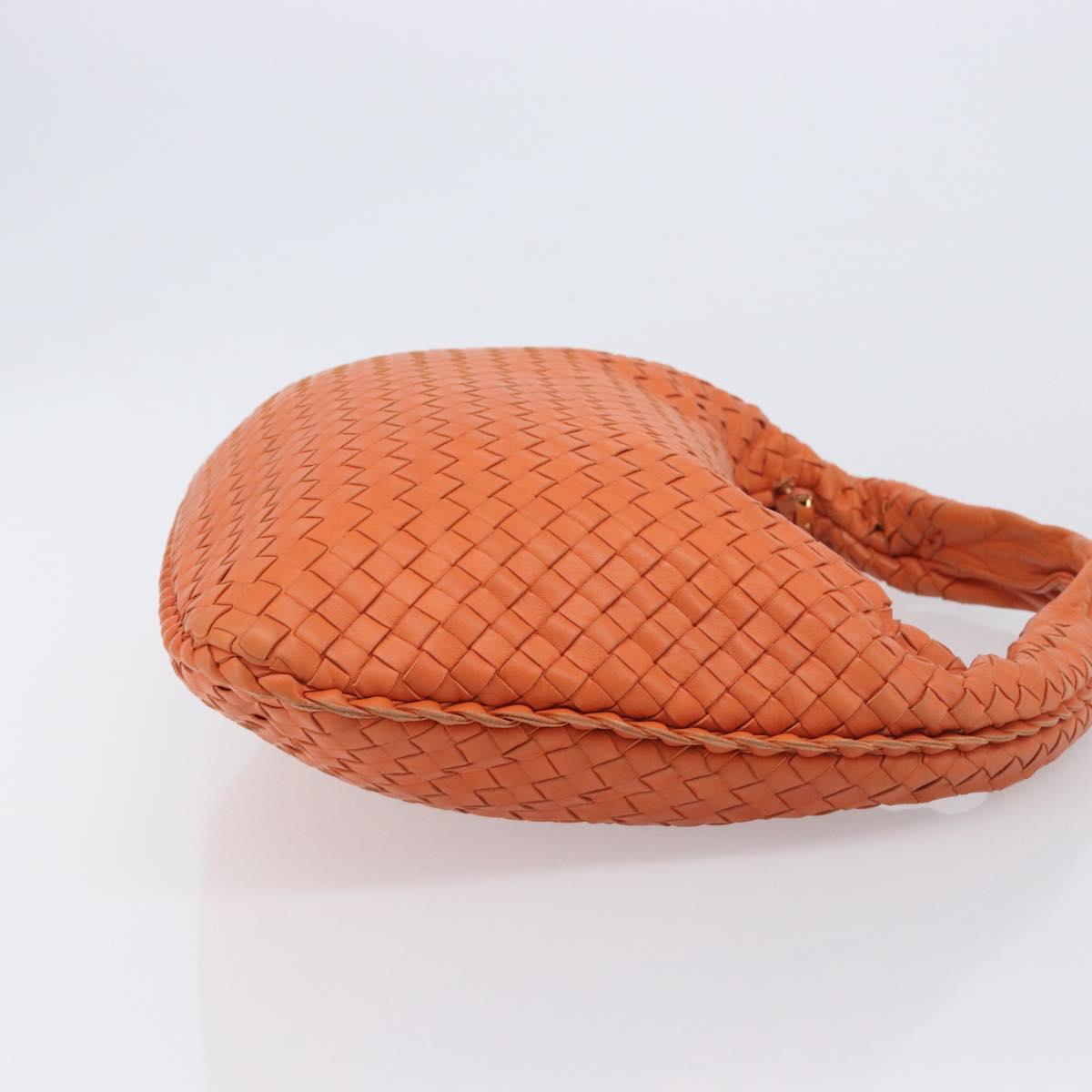 Bottega Veneta INTRECCIATO Hobo Bag Leather Orange Gold 115653 Auth BA15964V