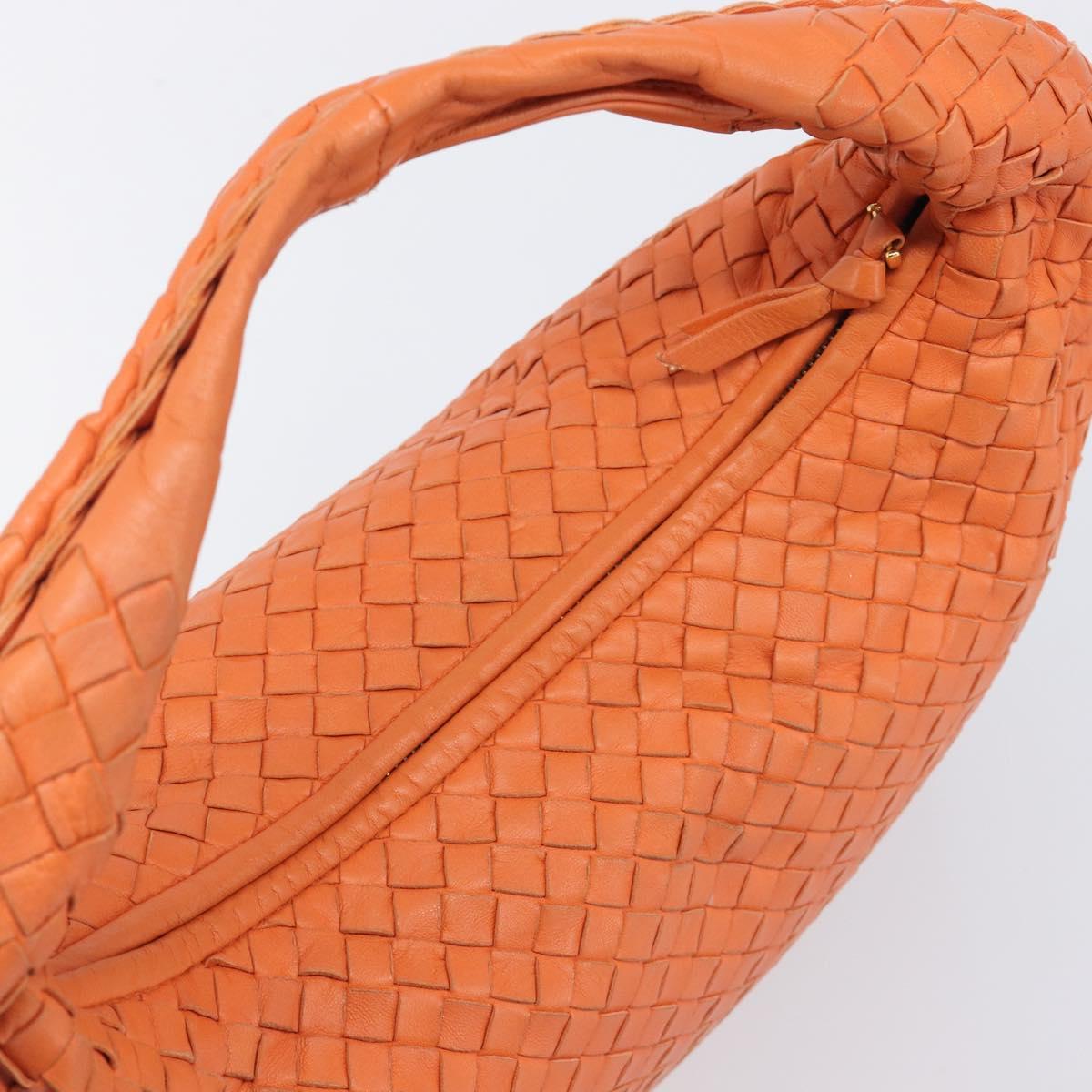 Bottega Veneta INTRECCIATO Hobo Bag Leather Orange Gold 115653 Auth BA15964V