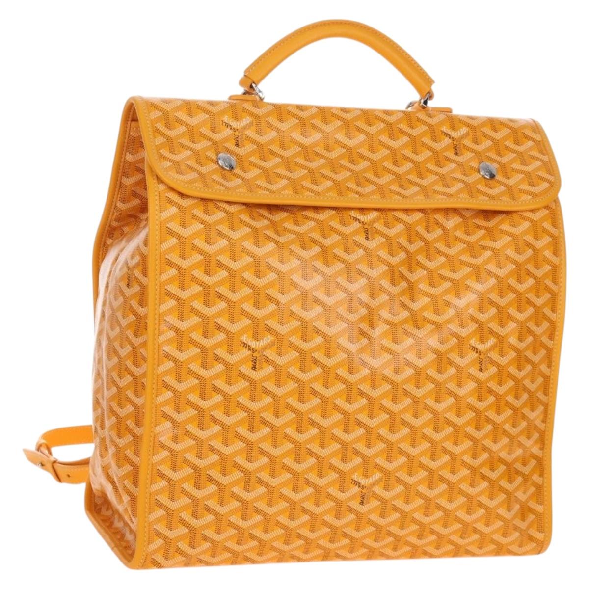 Goyard Herringbone Saint Léger Backpack PVC Leather Yellow Auth BA15967SAM