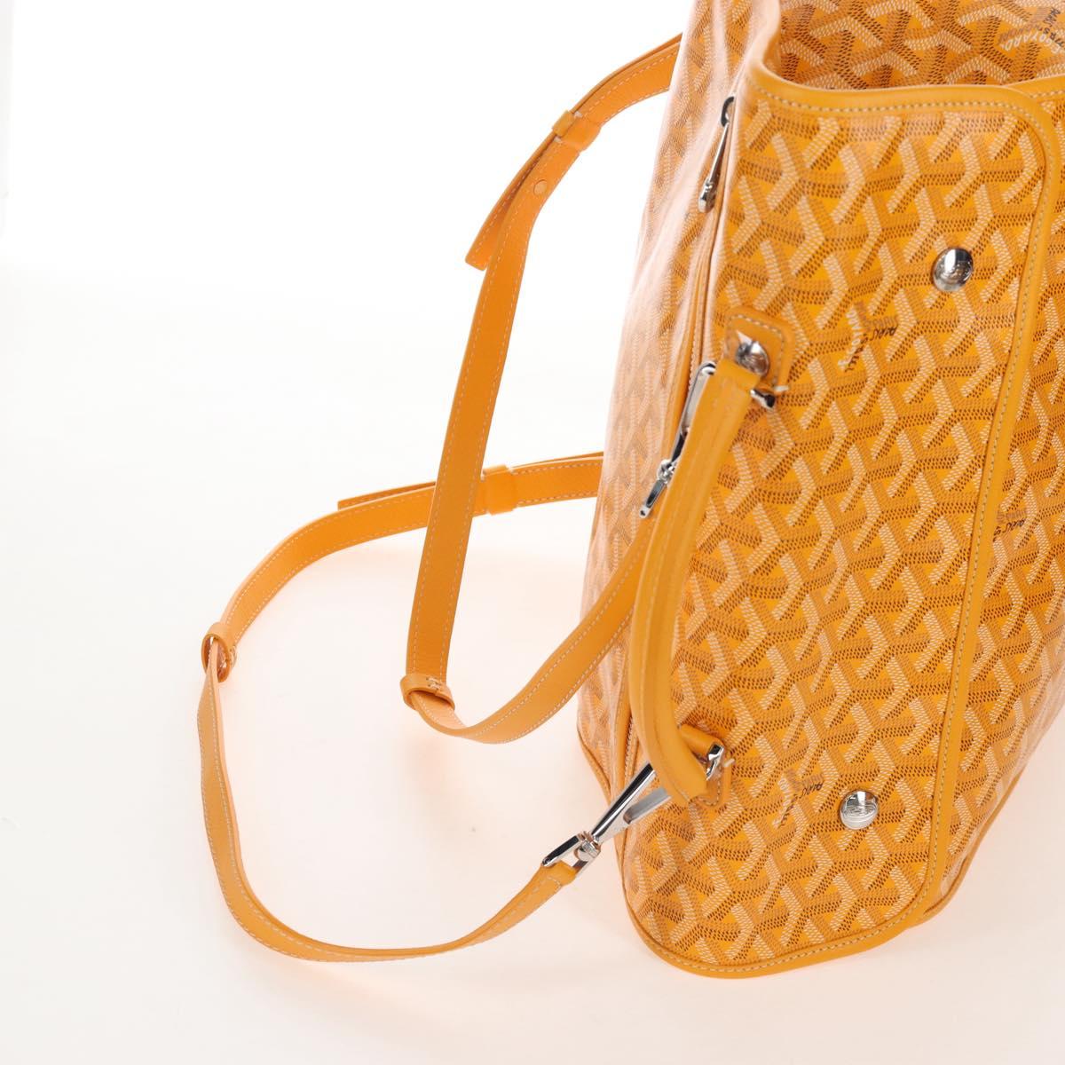 Goyard Herringbone Saint Léger Backpack PVC Leather Yellow Auth BA15967SAM