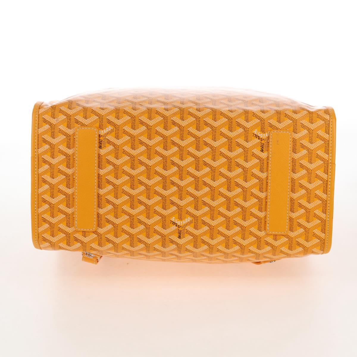 Goyard Herringbone Saint Léger Backpack PVC Leather Yellow Auth BA15967SAM