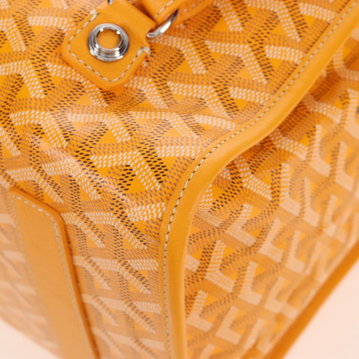 Goyard Herringbone Saint Léger Backpack PVC Leather Yellow Auth BA15967SAM