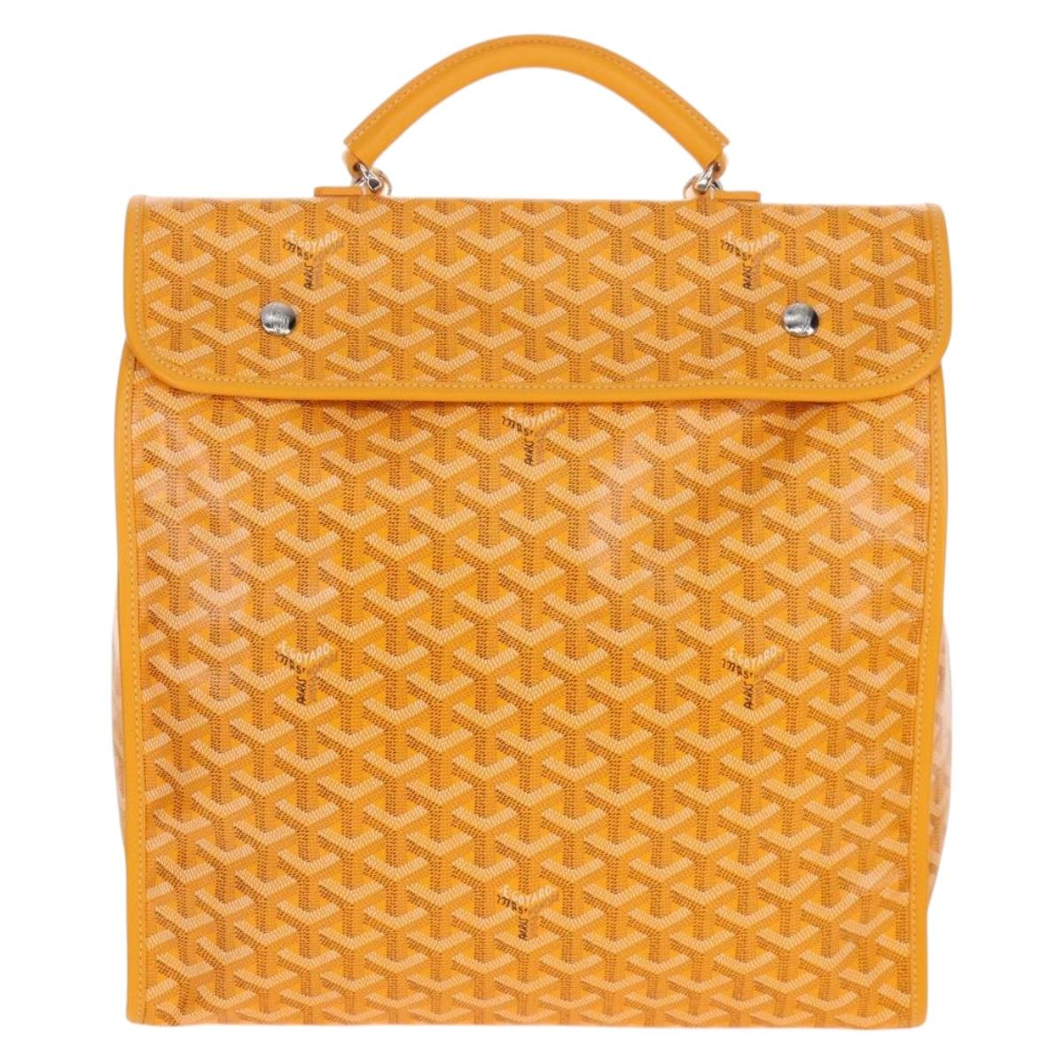 Goyard Herringbone Saint Léger Backpack PVC Leather Yellow Auth BA15967SAM