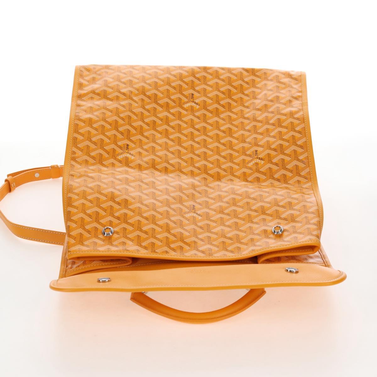 Goyard Herringbone Saint Léger Backpack PVC Leather Yellow Auth BA15967SAM