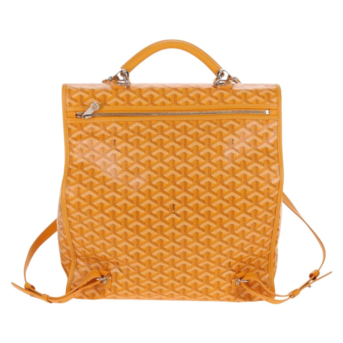 Goyard Herringbone Saint Léger Backpack PVC Leather Yellow Auth BA15967SAM