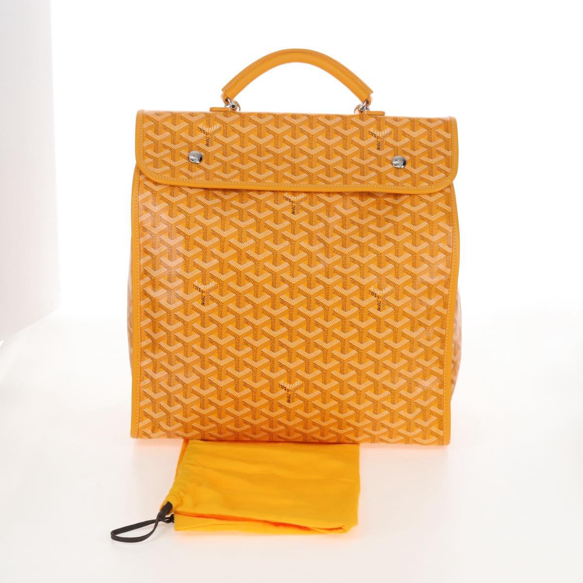 Goyard Herringbone Saint Léger Backpack PVC Leather Yellow Auth BA15967SAM
