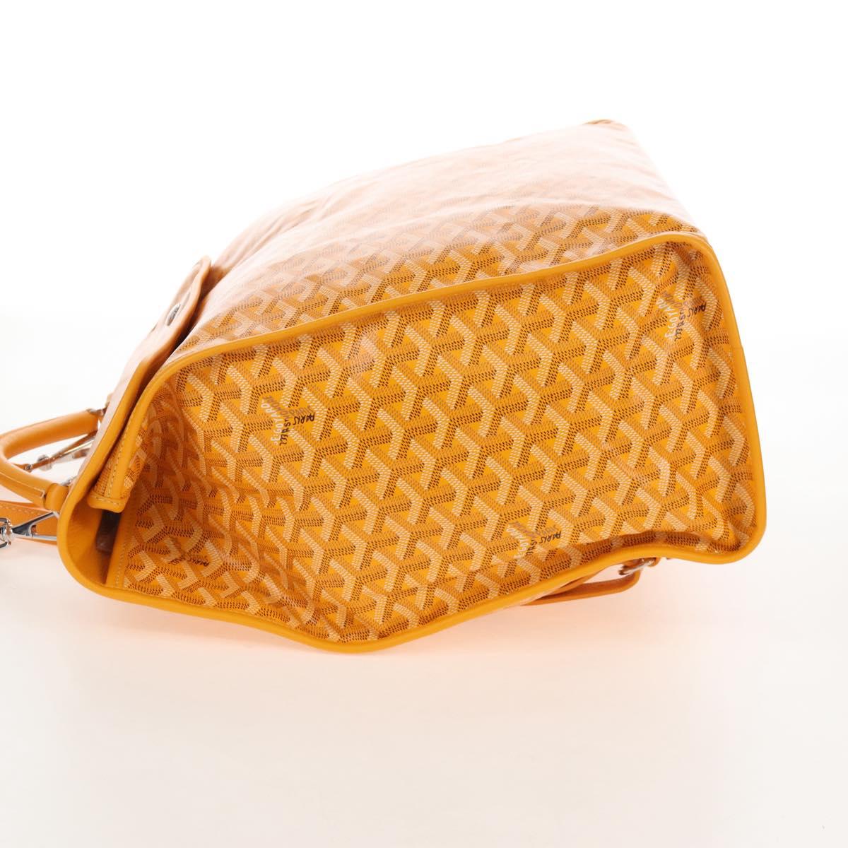Goyard Herringbone Saint Léger Backpack PVC Leather Yellow Auth BA15967SAM