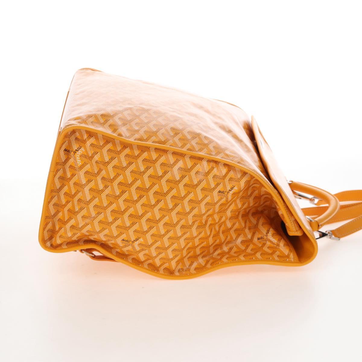 Goyard Herringbone Saint Léger Backpack PVC Leather Yellow Auth BA15967SAM