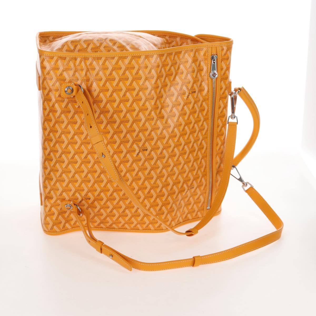 Goyard Herringbone Saint Léger Backpack PVC Leather Yellow Auth BA15967SAM