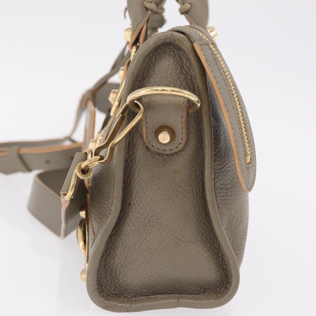 Balenciaga Classic Metal Edge Mini City Bag 2way Beige 390160 Auth BA15968M