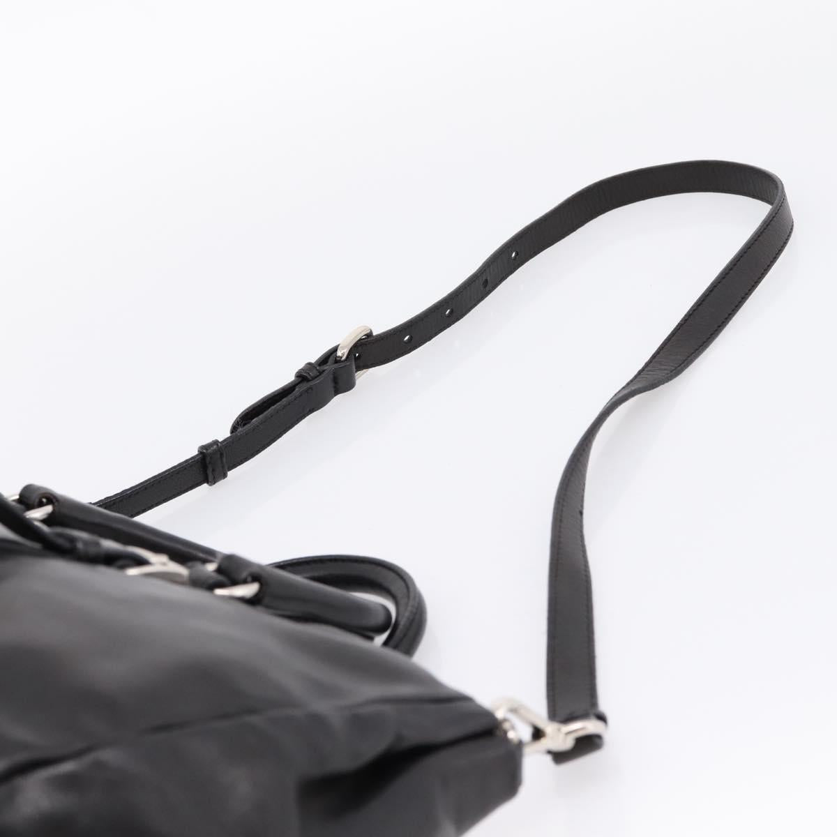 PRADA Hand Bag Leather 2way Black Silver Auth BA15969V