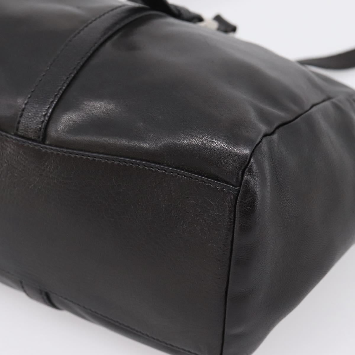 PRADA Hand Bag Leather 2way Black Silver Auth BA15969V