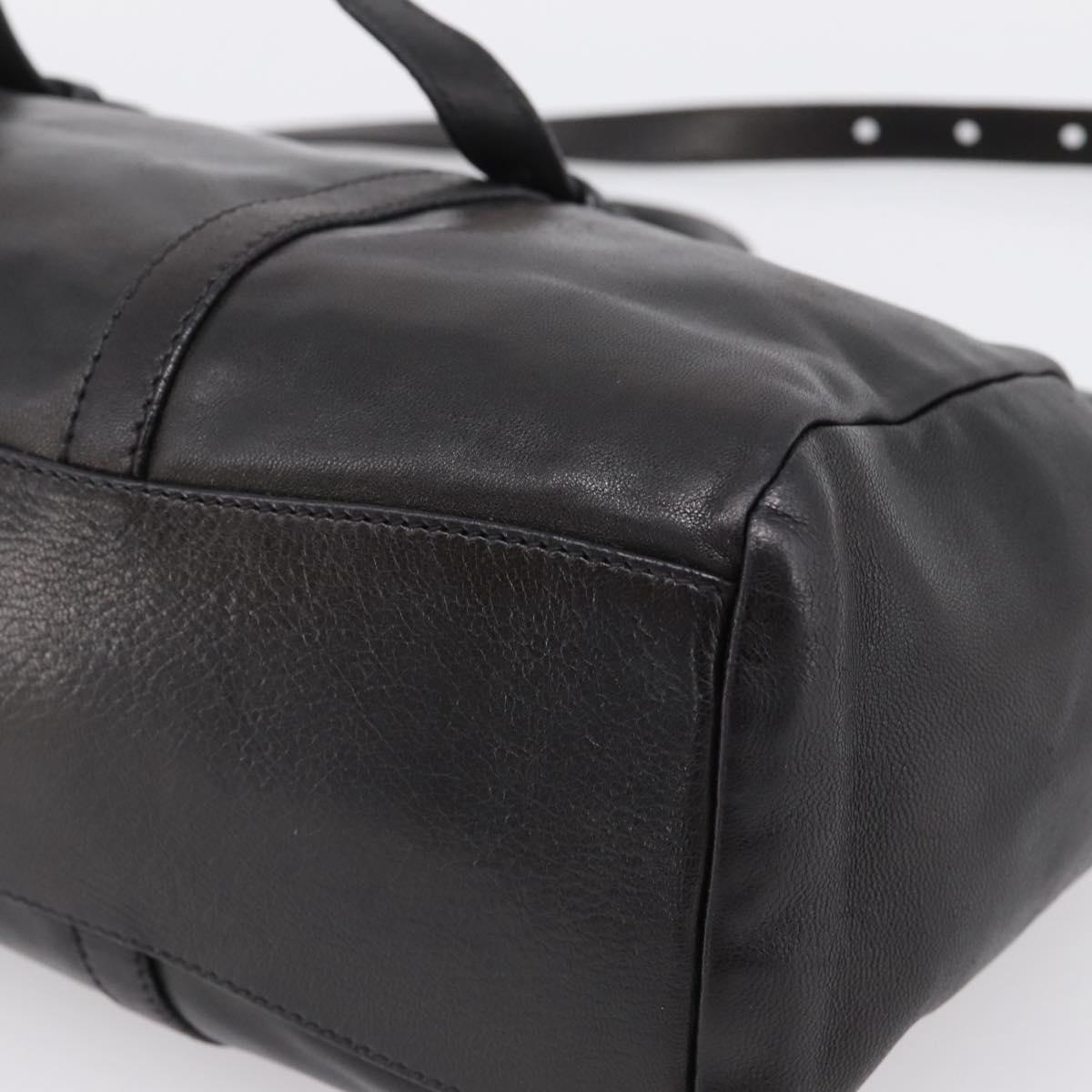 PRADA Hand Bag Leather 2way Black Silver Auth BA15969V