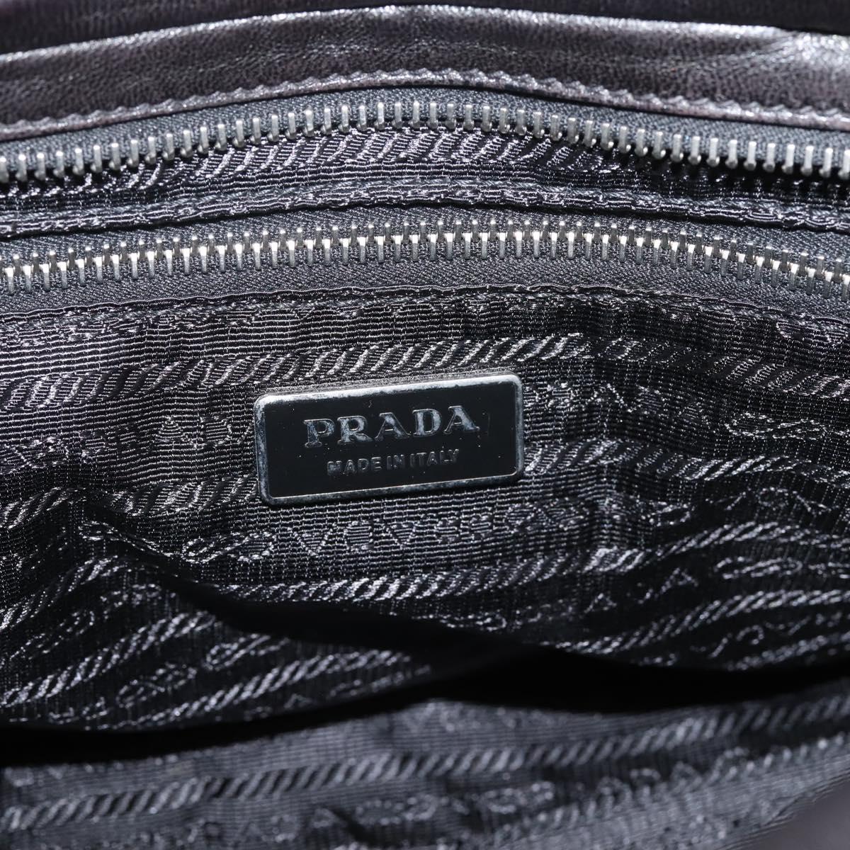 PRADA Hand Bag Leather 2way Black Silver Auth BA15969V