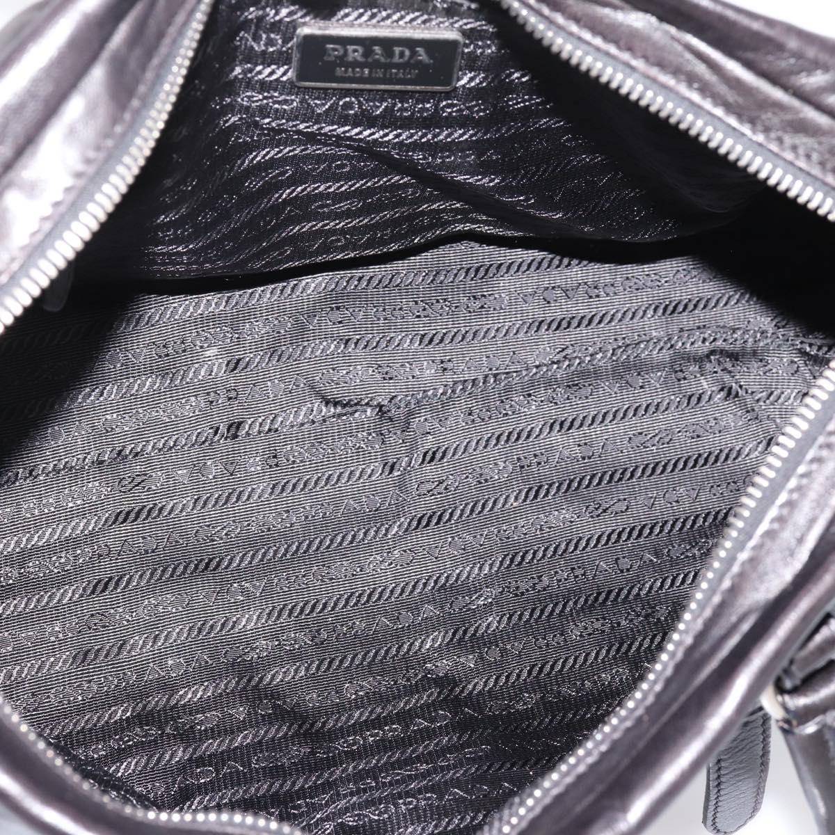 PRADA Hand Bag Leather 2way Black Silver Auth BA15969V