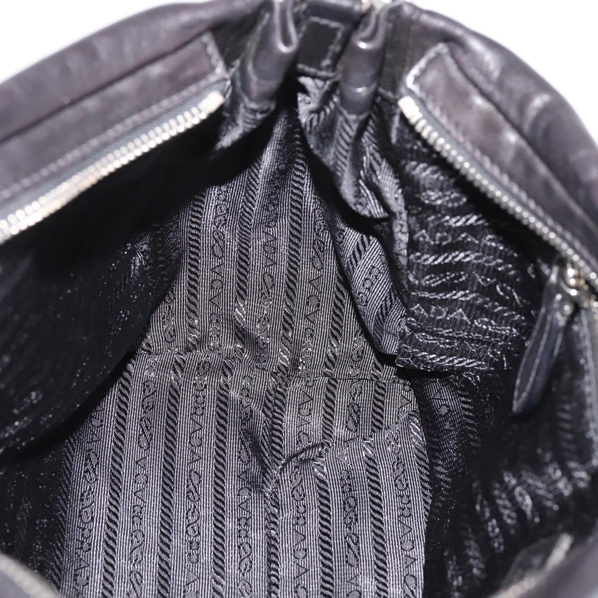 PRADA Hand Bag Leather 2way Black Silver Auth BA15969V