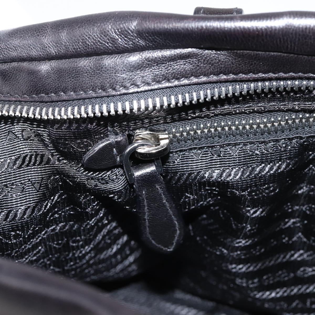 PRADA Hand Bag Leather 2way Black Silver Auth BA15969V