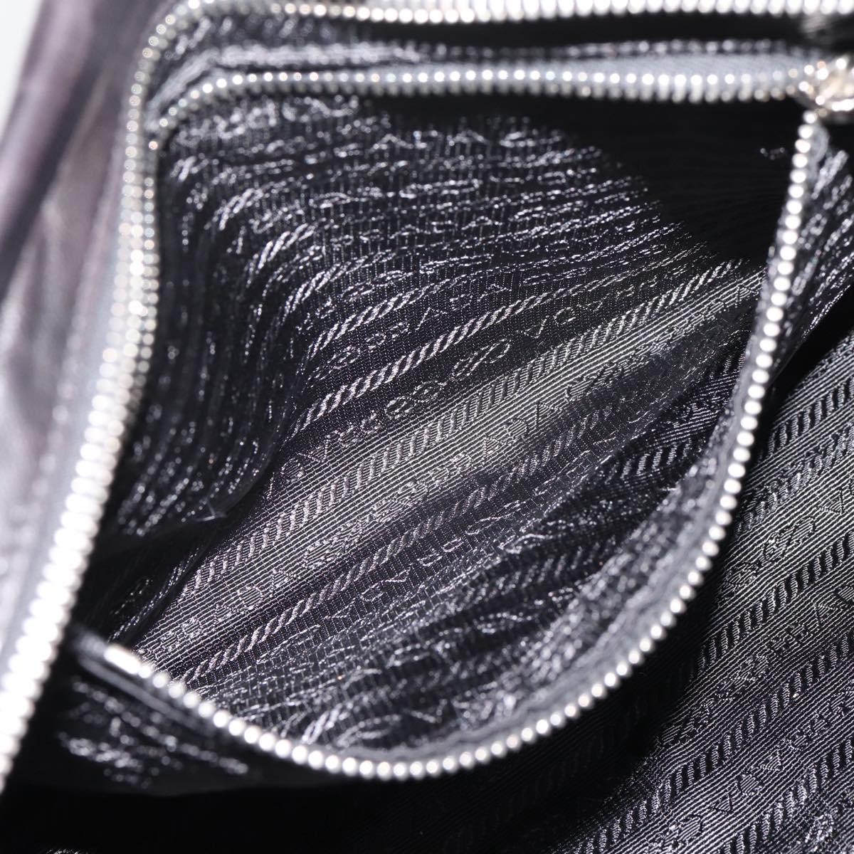 PRADA Hand Bag Leather 2way Black Silver Auth BA15969V