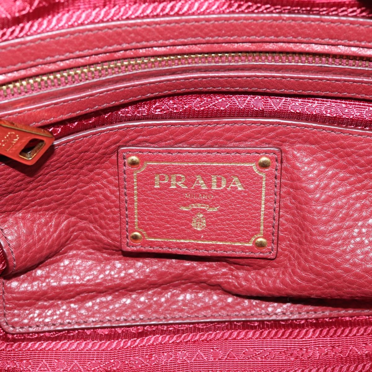 PRADA Vitterodino Hand Bag Leather Bordeaux Gold Auth BA15970V